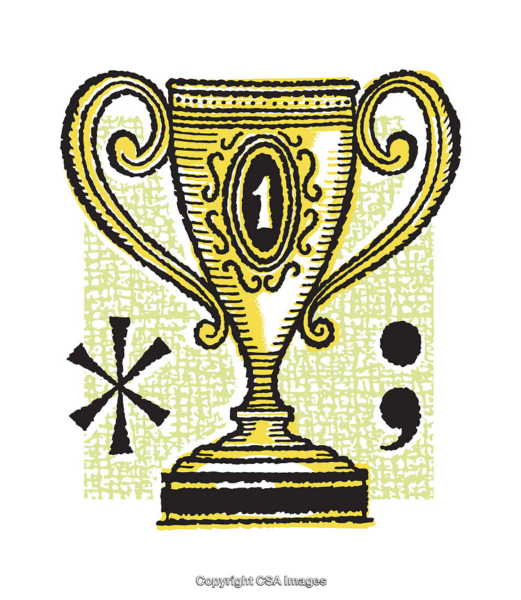 Illustrated Trophy Design with Vintage Details and Symbolic Accents
