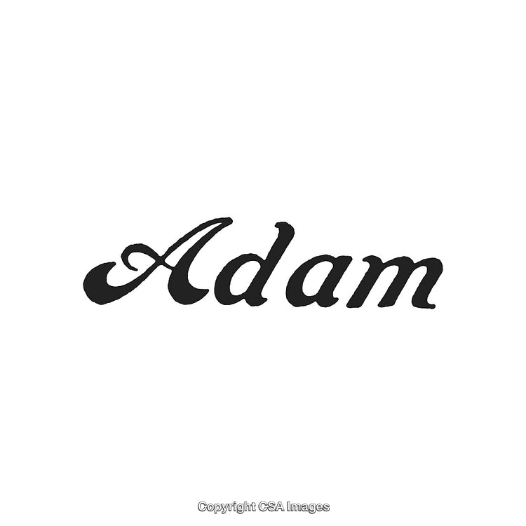 Black Calligraphy Style Text Depicting the Name Adam on White Background