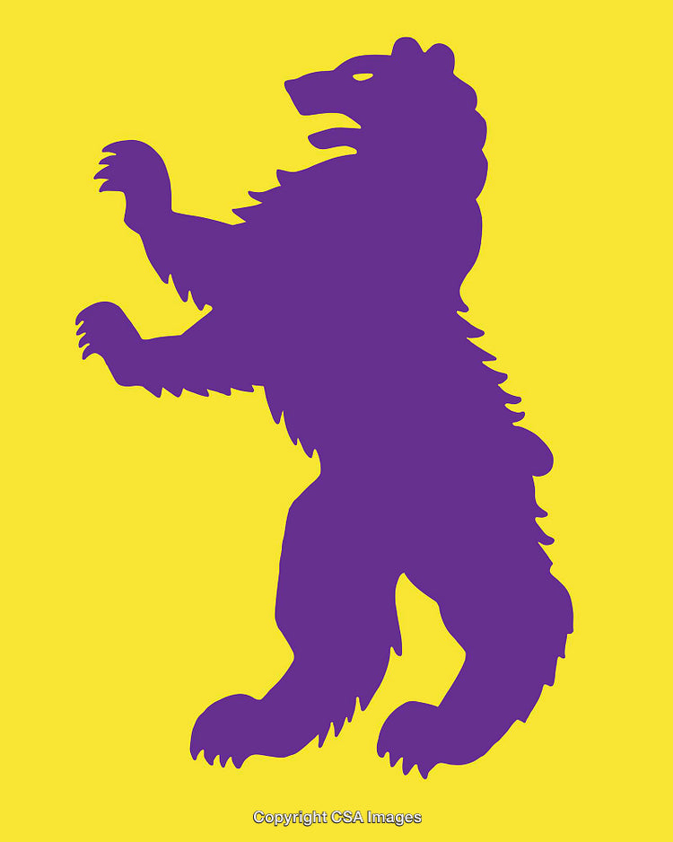 Purple Bear Silhouette on a Vibrant Yellow Background