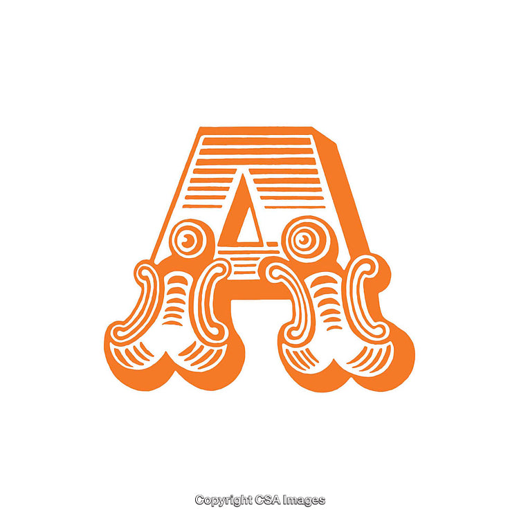 Ornate Orange Letter A With Detailed Artistic Design Elements
