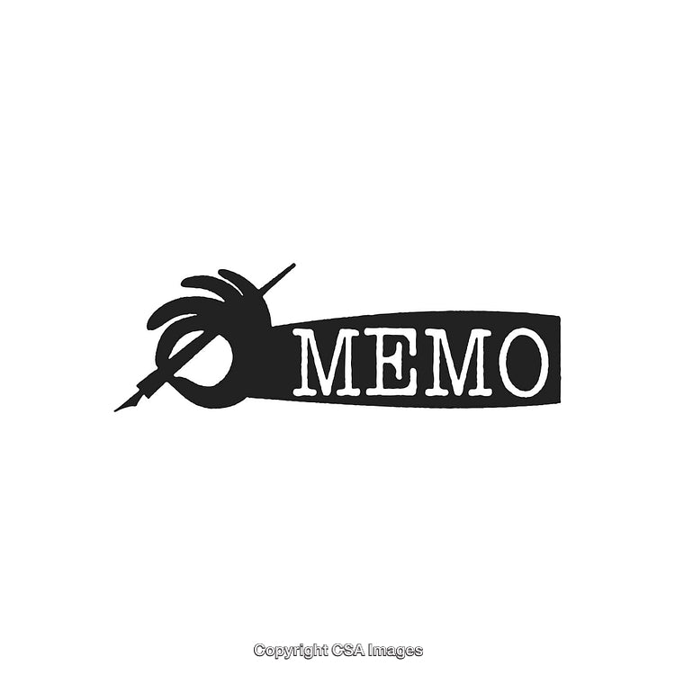 Stylized Black Icon Illustrating a Note with the Text 'Memo'