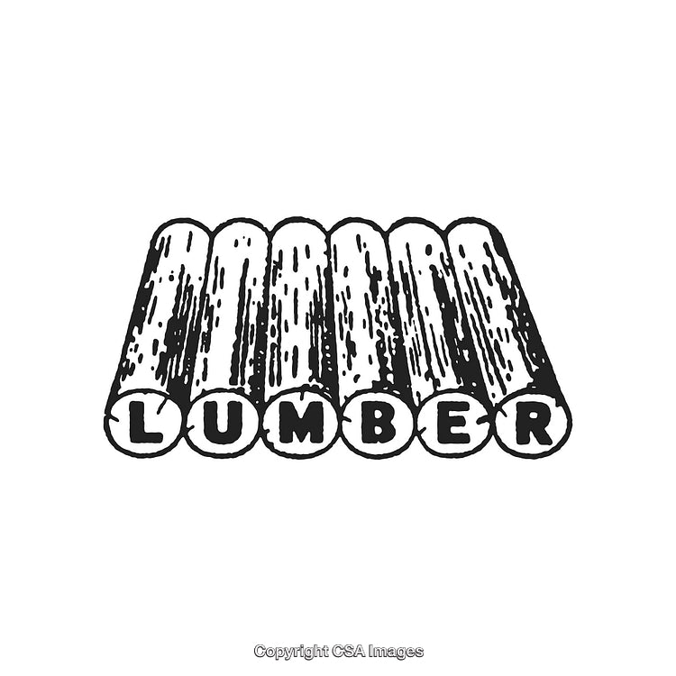 Vintage Illustration of Lumber Logs with Stylized Lettering on White Background