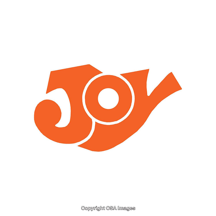 Creative Minimalist Orange Joy Typography Logo Design on White Background
