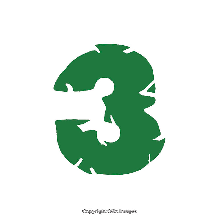 Abstract Green Number Three Design with Creative Artistic Details