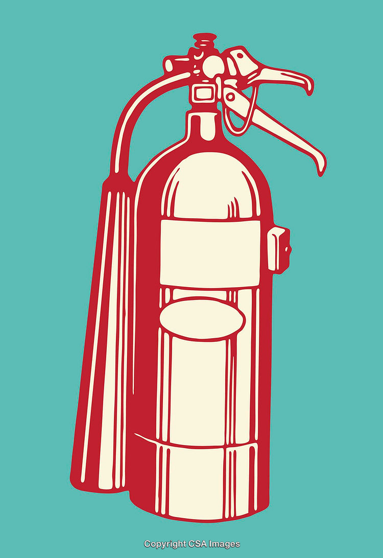 Retro Style Fire Extinguisher Illustration on Solid Background