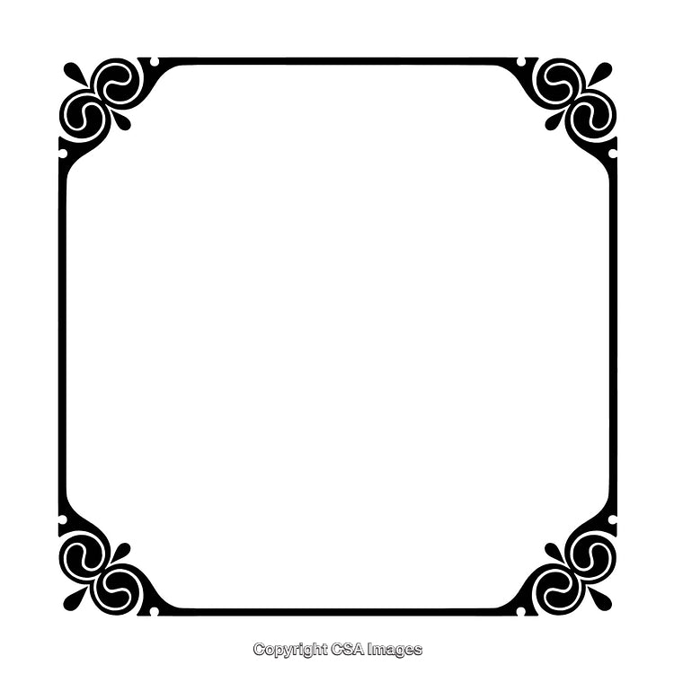 Elegant Black and White Border Design with Minimalist Floral Motifs