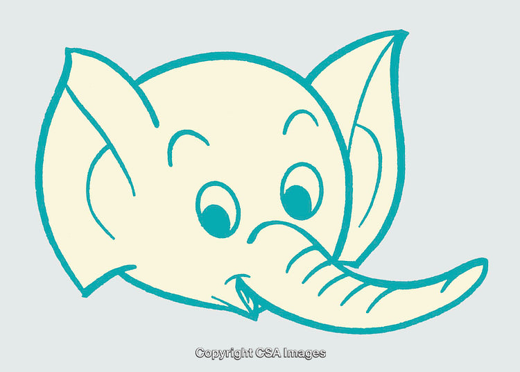 Playful Line Art Illustration of a Cute Elephant Face in Minimalistic Style