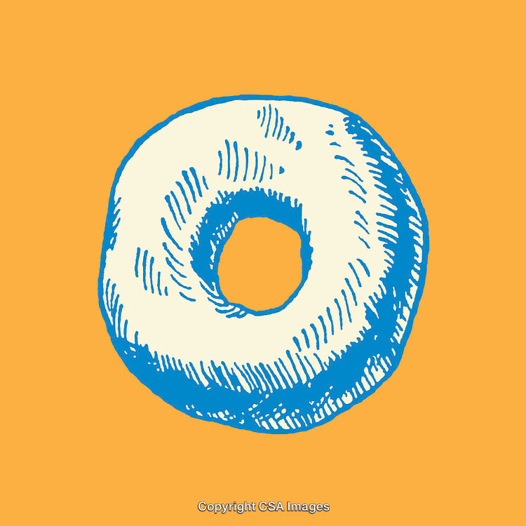 Colorful Line Art Illustration of a Donut on an Orange Background
