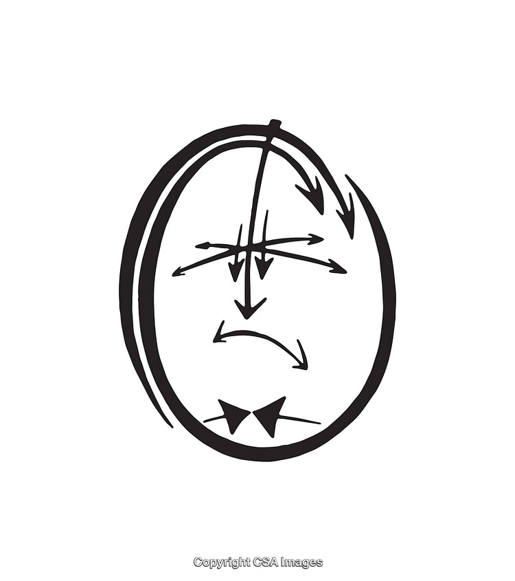 Abstract Line Art Illustration Featuring Arrows and Expressions
