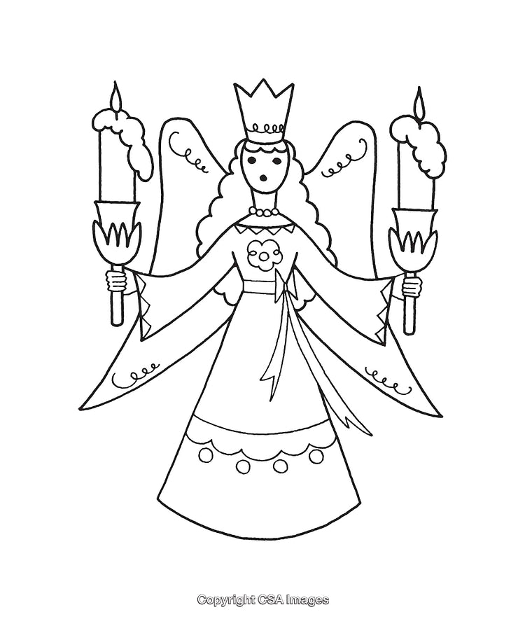 Elegant Angel Line Art with Candle Illustration for Holidays