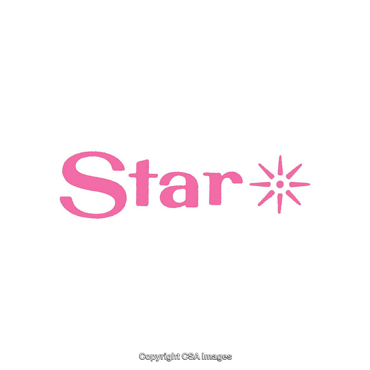 Minimalist Pink Star Text Artwork Over White Background