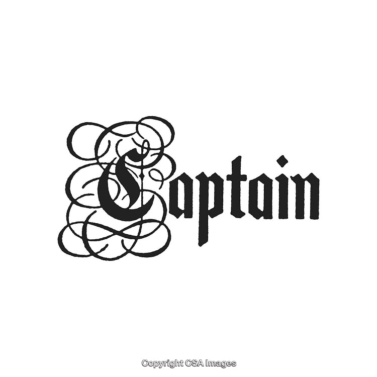 Elegant Script Design Featuring the Word Captain with Intricate Calligraphy