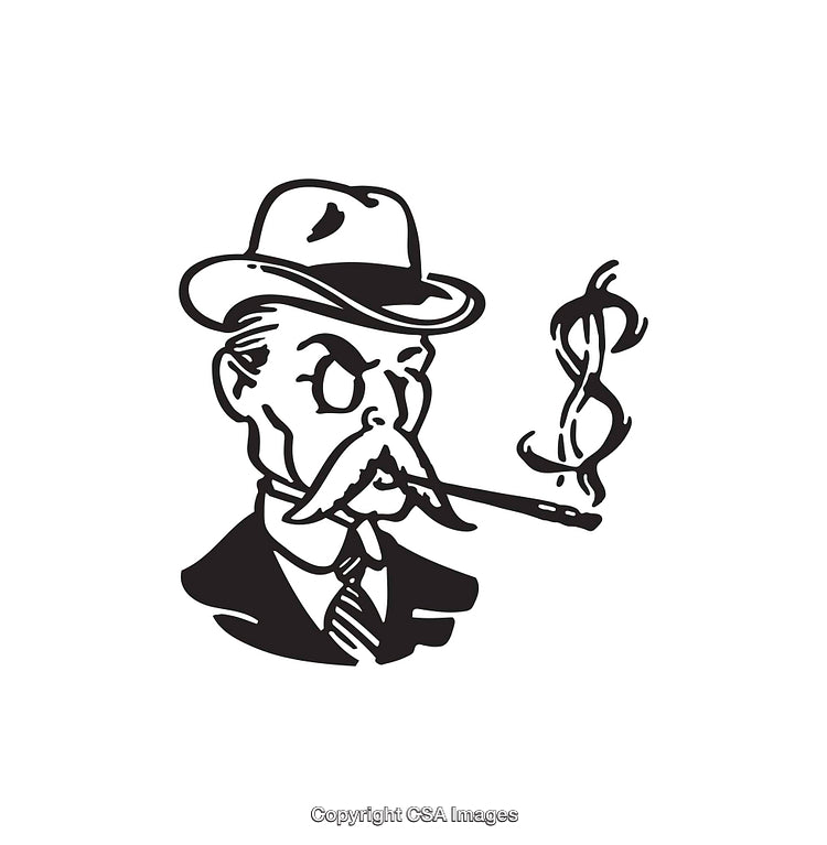 Vintage Line Art Of A Distinguished Gentleman With Smoking Expression