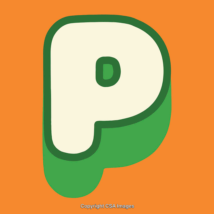 Bold Graphic Illustration of the Letter P on Orange Background