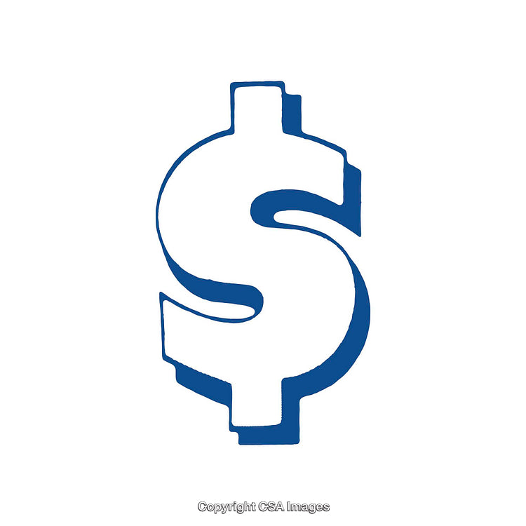 Blue Dollar Symbol Illustration on a White Background