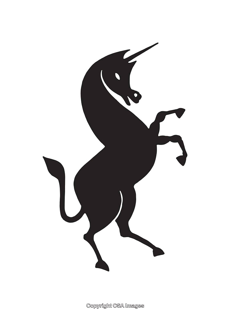 Black and White Unicorn Line Art Illustration Vector