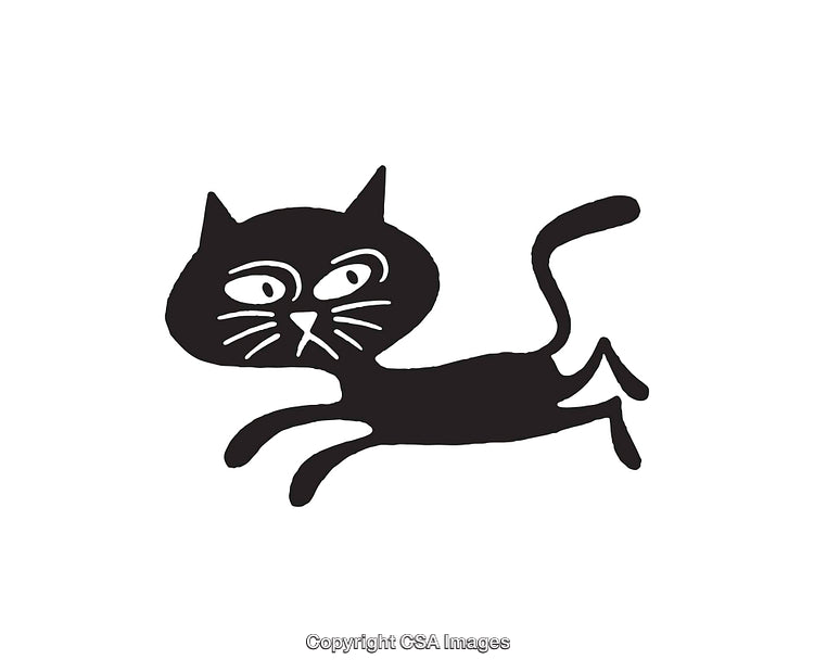 Playful Black Cat Icon Illustration in Bold Black and White Design