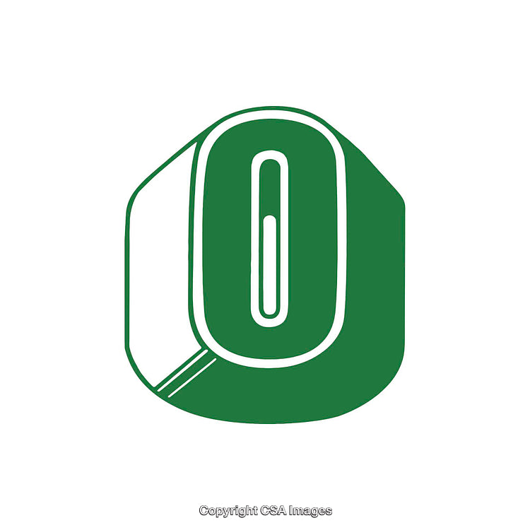 Green Letter O in a Modern Vector Graphic Illustration