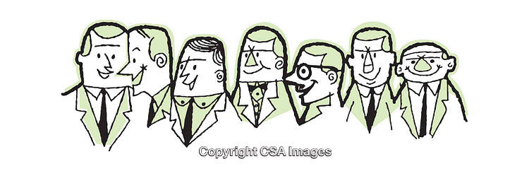 Stylized Cartoon Illustration of a Diverse Group of Smiling Professionals