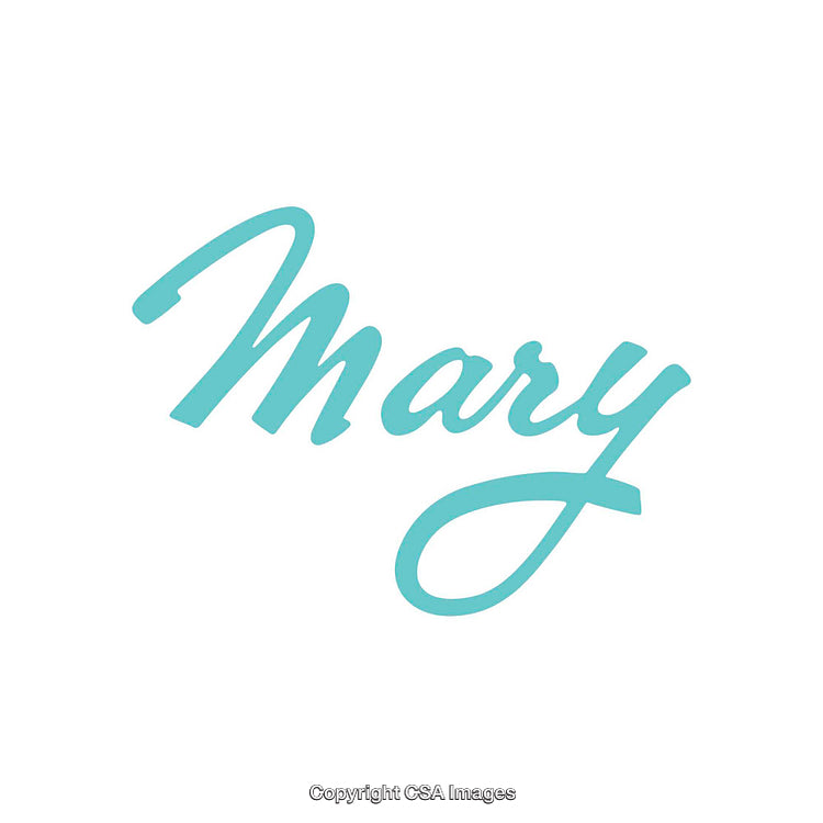 Elegant Teal Cursive Text Reading 'Mary' on a White Background