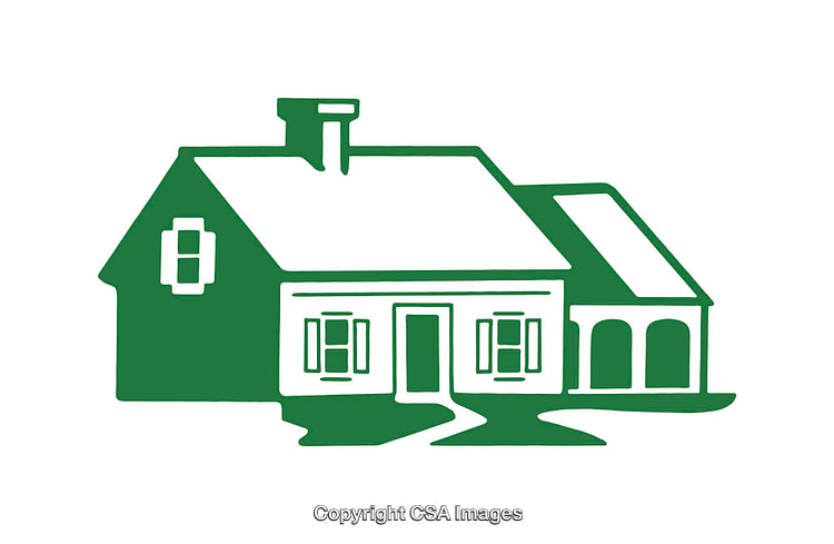 Green Monochrome Icon Depicting a Charming Cottage House and Pathway