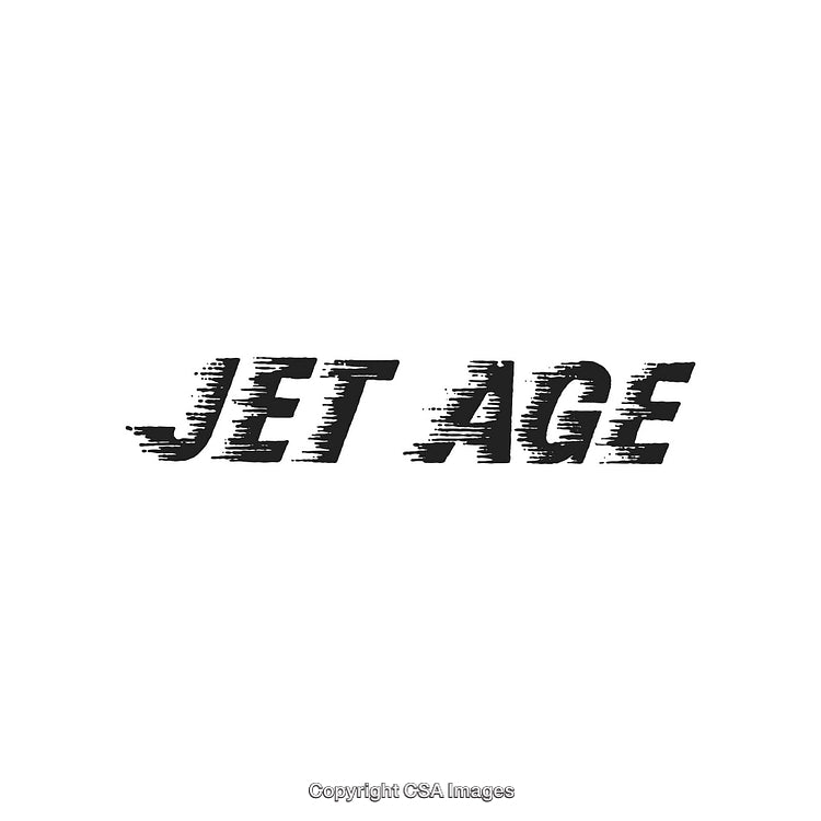 Vintage Styled Jet Age Text on White Background with Distressed Typography