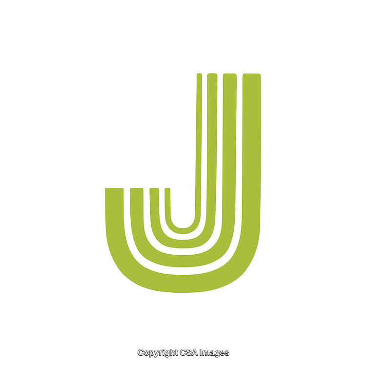 Stylized Artistic Representation of the Letter J in Green on White