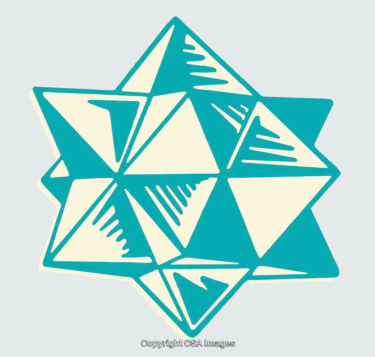 Abstract Geometric Polyhedron Design With Blue and Cream Tones
