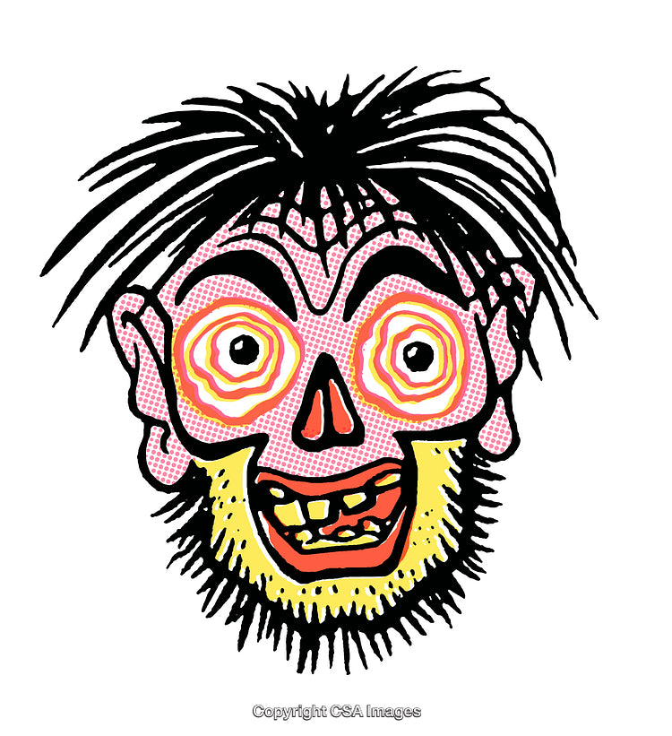 Abstract Cartoon Face with A Surreal and Vibrant Expression