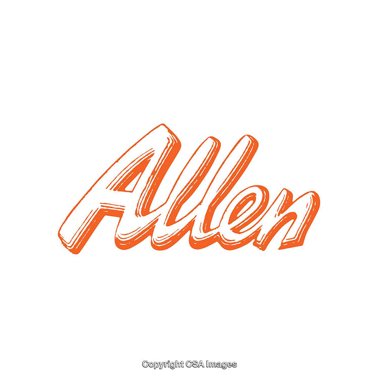Orange Hand-Drawn Typography Art with the Name Allen
