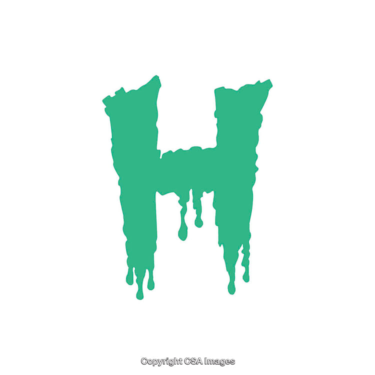 Green Dripping Letter H Concept in Abstract Artistic Style