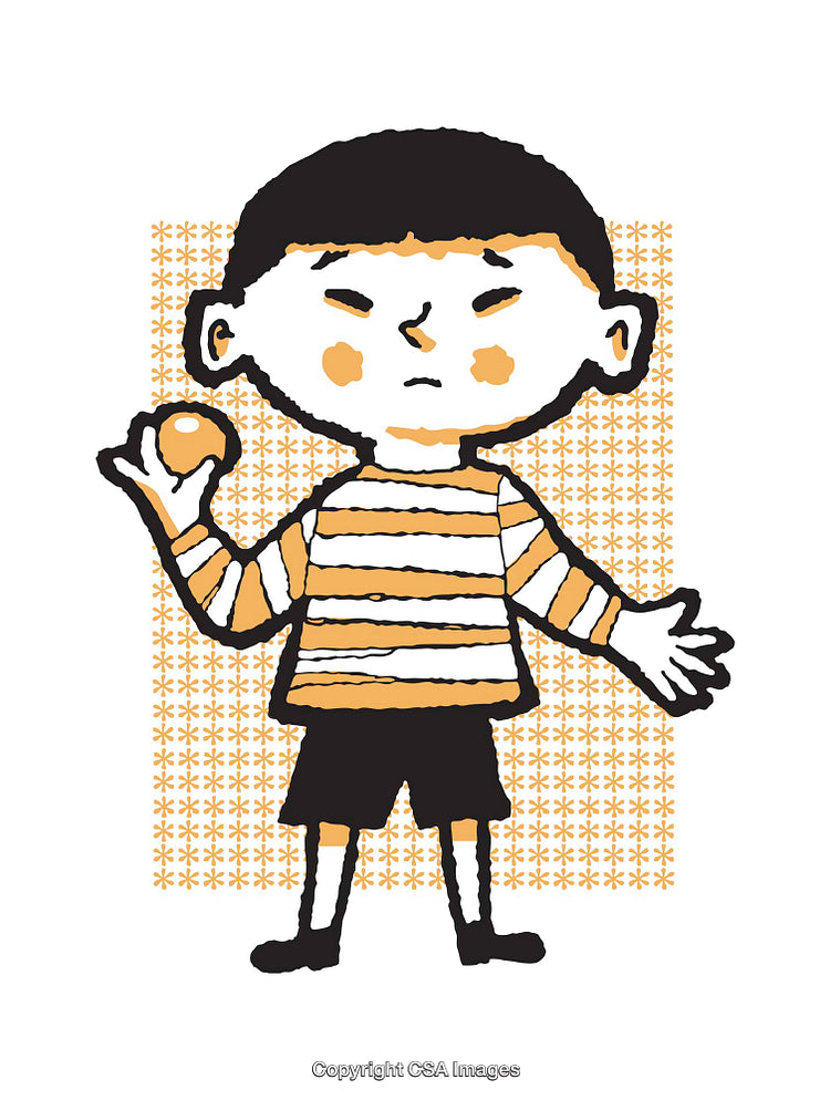 Illustrated Boy Holding a Ball in Minimalist Cartoon Style Artwork