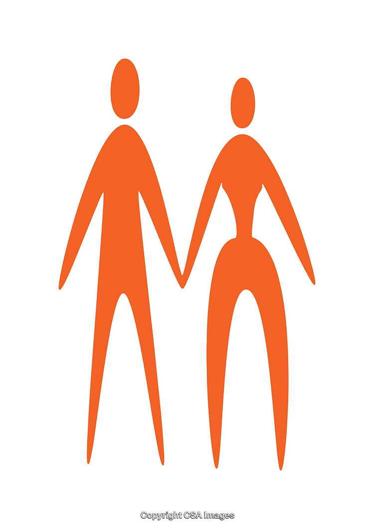 Minimalistic Orange Couple Silhouettes Symbolizing Connection and Unity