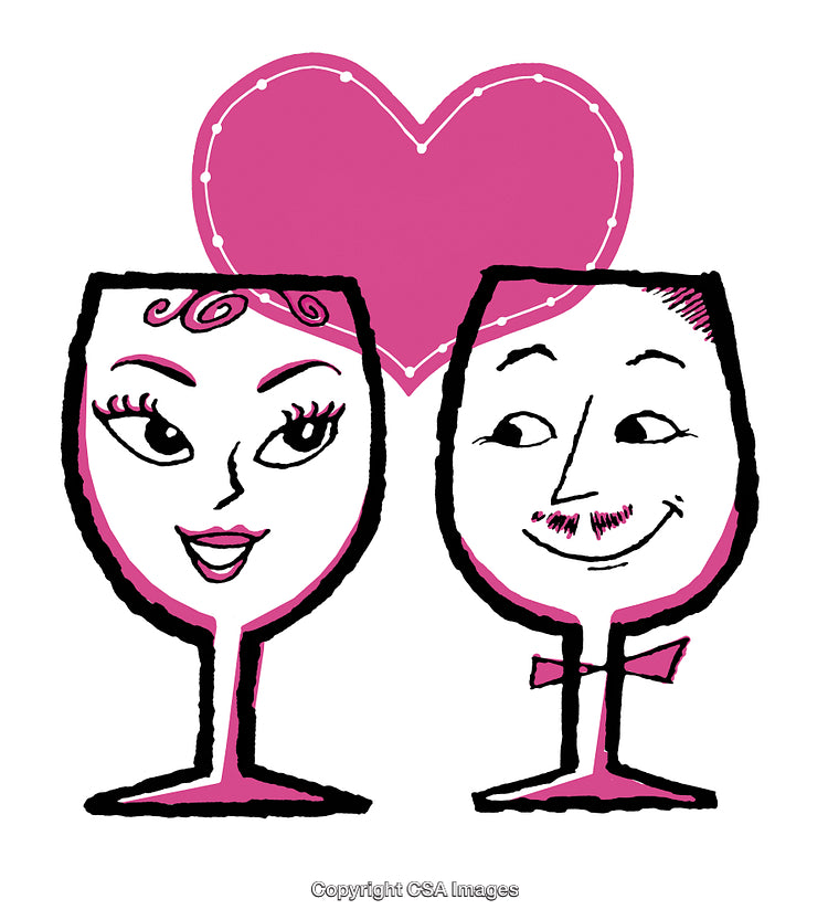 Charming Romantic Glasses with Smiling Faces and Pink Heart Background