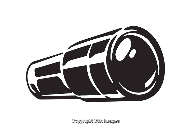 Black and White Line Art Illustration of a Telescope Object