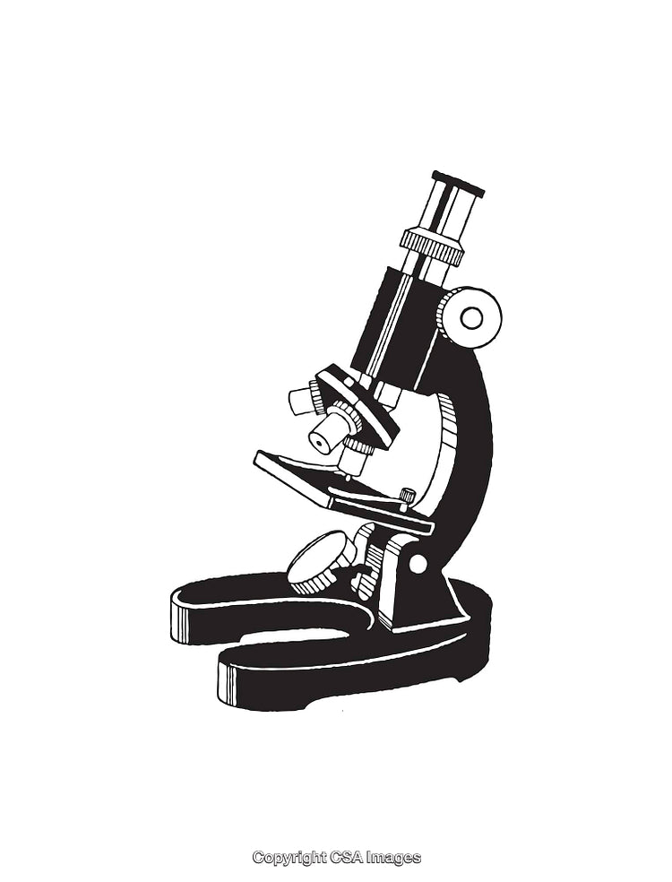 Black and White Line Art of a Classic Microscope