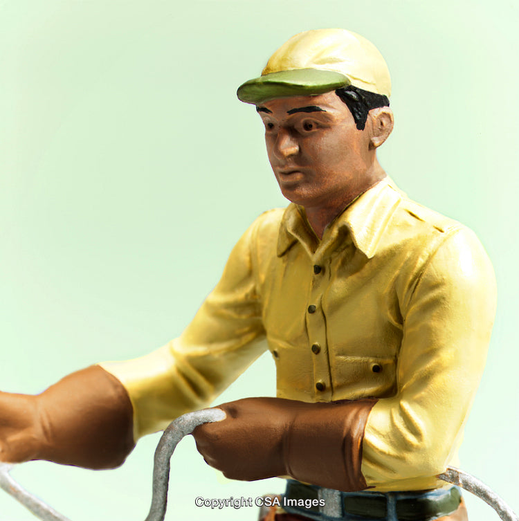 Action Figure Depicting a Worker in a Yellow Outfit Holding a Tool