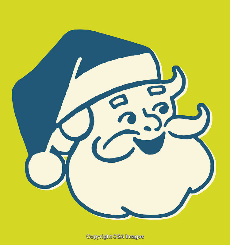 Festive Santa Claus Line Art Illustration with Bright Colors and Cheerful Expression
