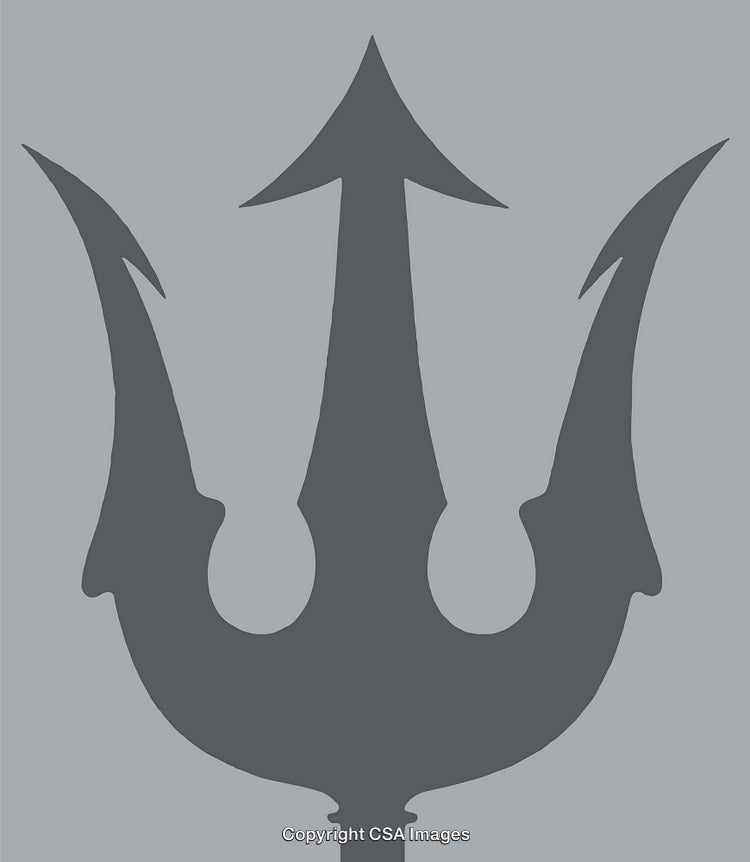 Minimalist Line Art Illustration of a Trident in Bold Monochrome Design