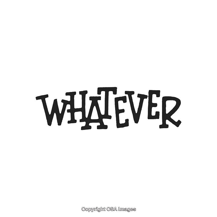 Playful Hand-Drawn 'Whatever' Text Design on White Background
