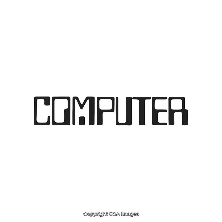 Stylized "Computer" Text Design in Unique Bold Font on White Background