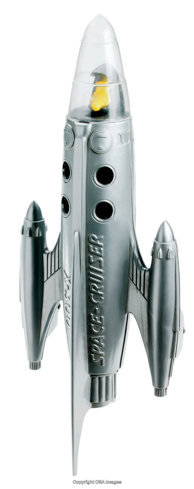 Vintage Silver Space Cruiser Toy with Retro Sci-Fi Design