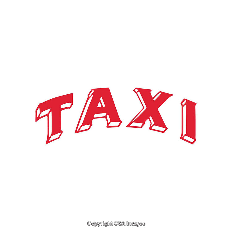 Red Taxi Text on a White Background in Bold Typography