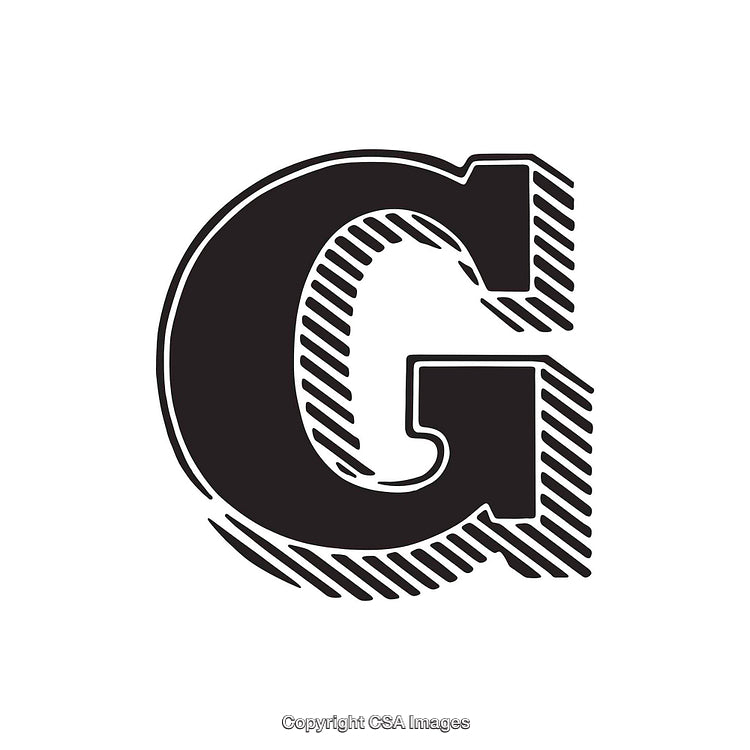 Bold Black Letter G with Striped Texture Graphic Design