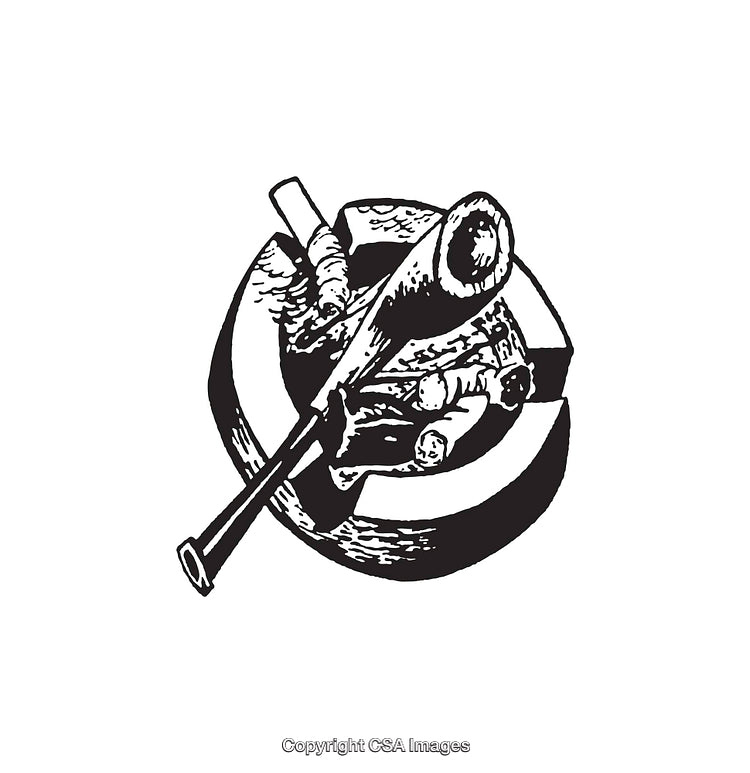 Vintage Black and White Pipe with Accessories Illustration
