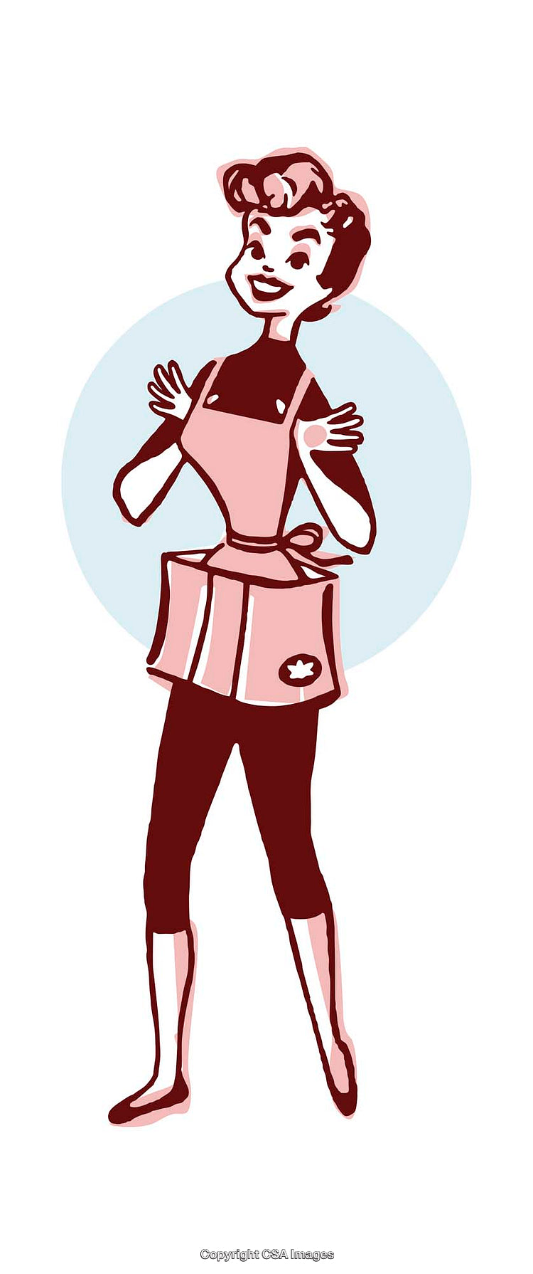 Retro Style Cheerful Housewife Illustration With Apron and Smiling Expression