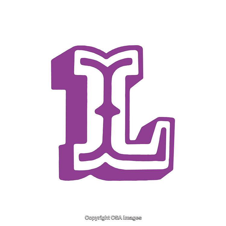 Bold Decorative Letter L in Purple on White Background