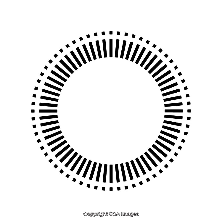 Circular Abstract Black and White Border Design with Radial Patterns