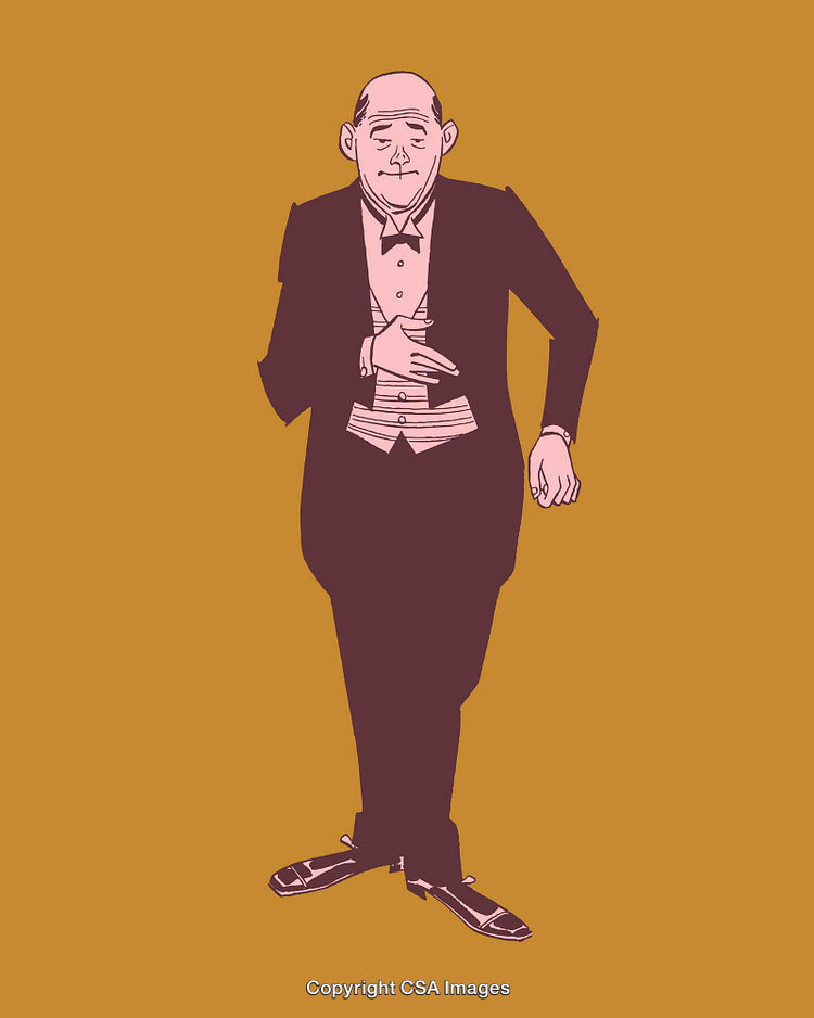 Elegant Elderly Man Dressed in Classic Formal Suit Illustration