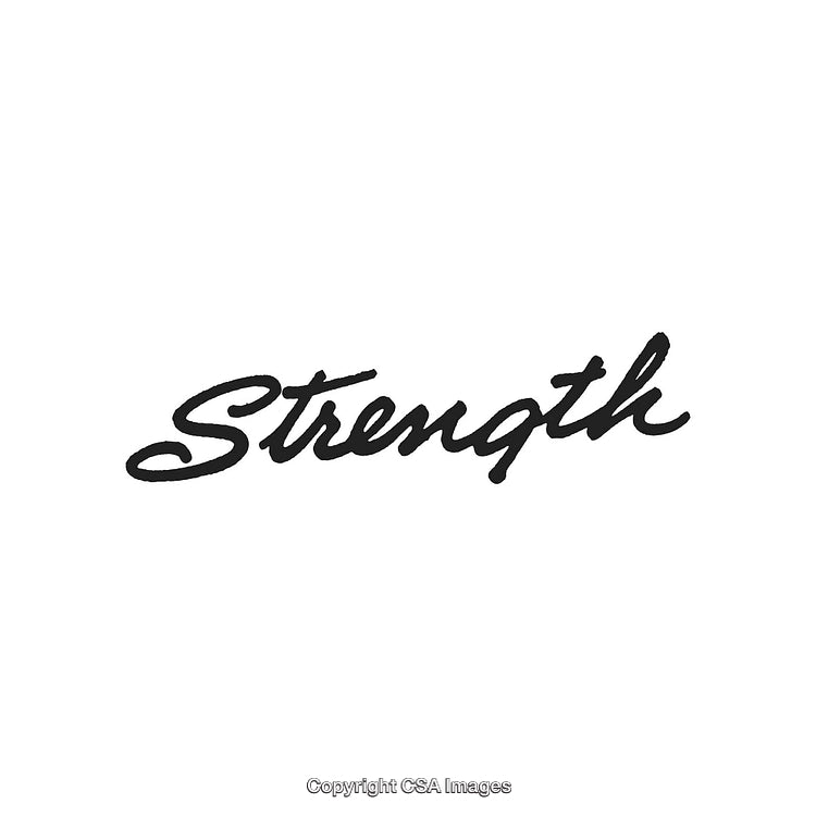 Inspirational Word 'Strength' in Handwriting Script on White Background